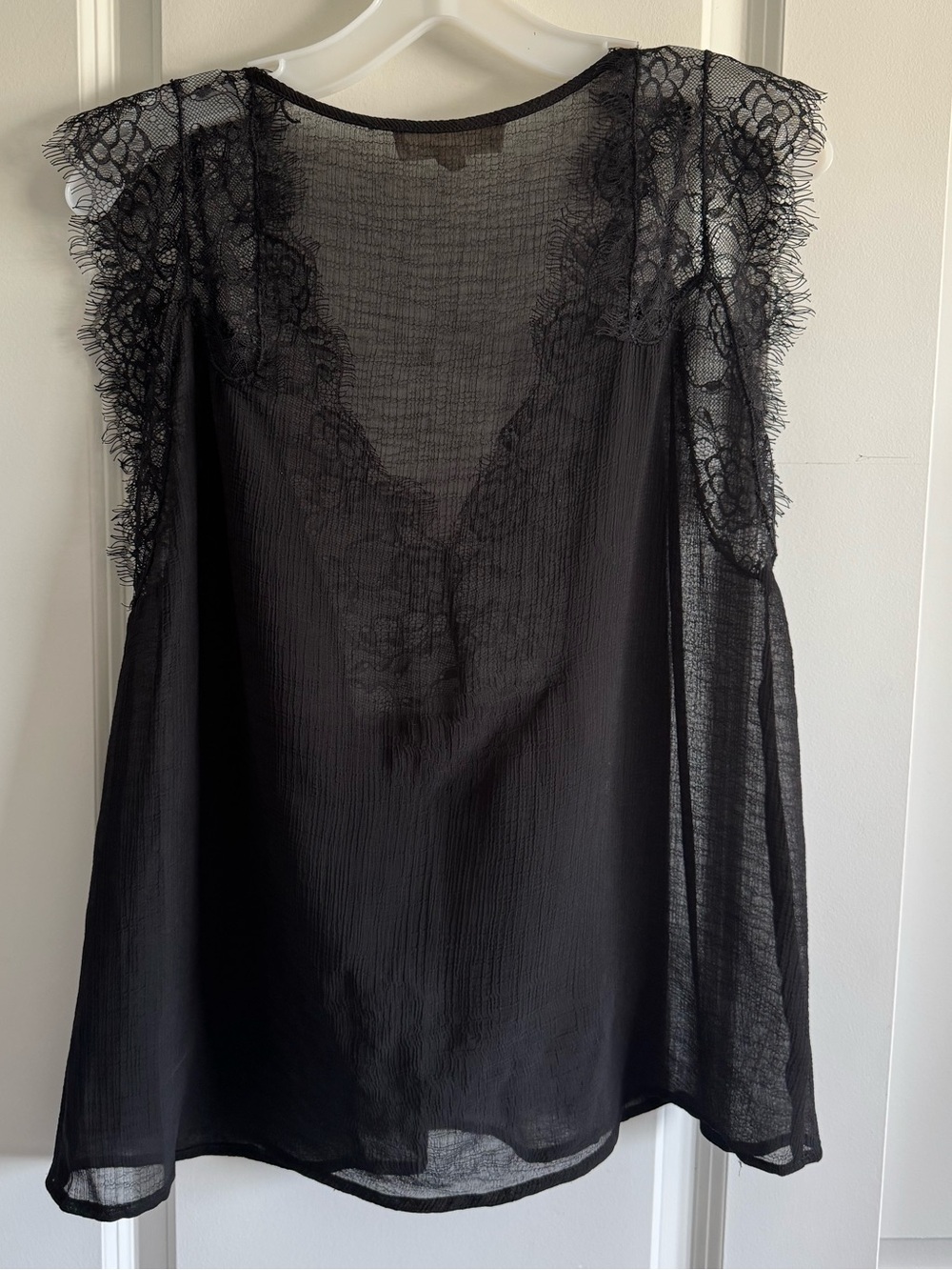 Lovestitch Black Lace Cap Sleeve Blouse in a sheer, romantic fabric - Picture 6 of 7